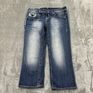 Vigoss Jeans Womens 9/10 Blue The Chelsea Capri Medium Wash Denim Pockets Logo